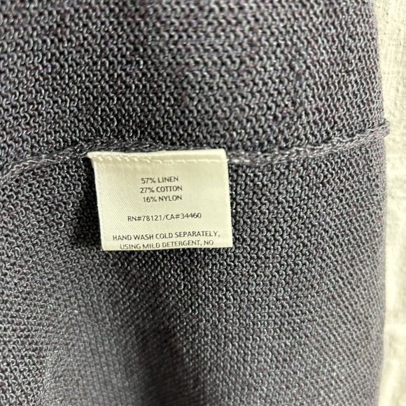 Eileen Fisher Linen Blend Open Front Cardigan Grey Purple Small - Picture 4 of 4